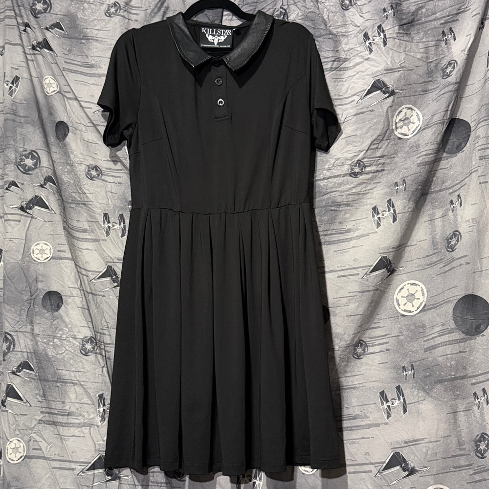 KILLSTAR MALICE FAUX LEATHER COLLARED SKATER DRESS SZ XL